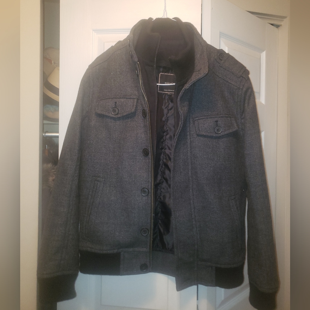R&W wool blend military bomber jacket grey
